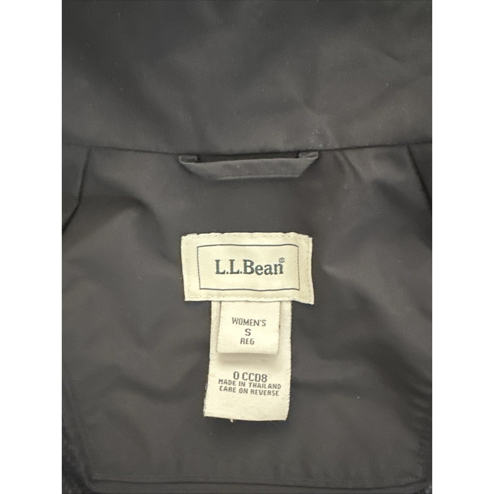 LL Bean Women's Windbreaker/Raincoat Size S Full Zip Fleece Lined Hood Black - Picture 5 of 5